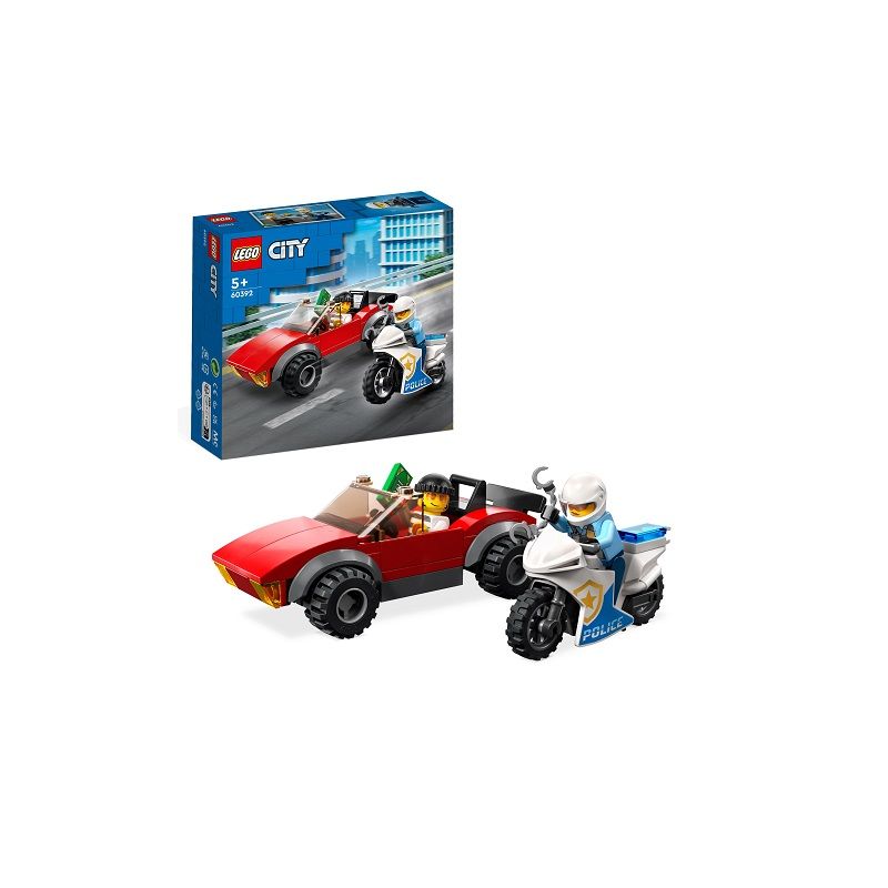 PERSEGUICAO CARRO E MOTA DA POLICIA LEGO CITY 60392