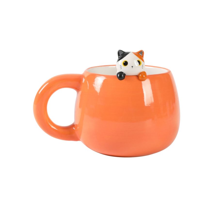 CANECA CERAMICA CHARM GATO LARANJA I-TOTAL