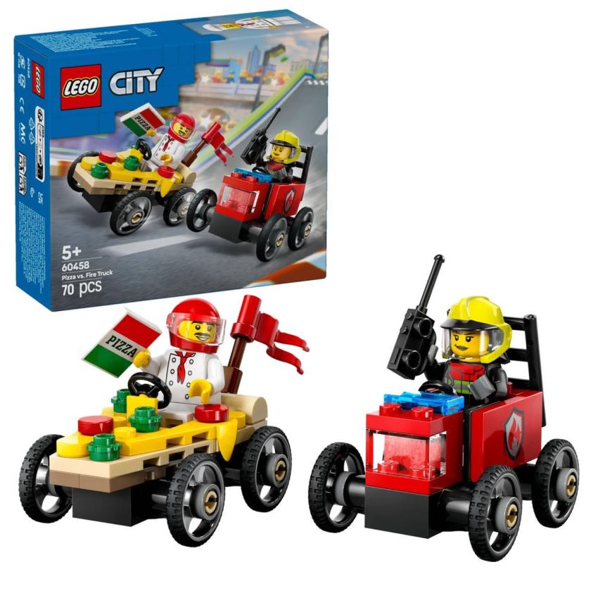 PACK CARROS DE CORRIDA PIZZA VS CARRO DOS BOMBEIROS LEGO CITY 60458
