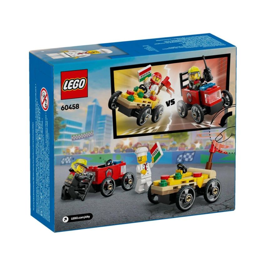 PACK CARROS DE CORRIDA PIZZA VS CARRO DOS BOMBEIROS LEGO CITY 60458