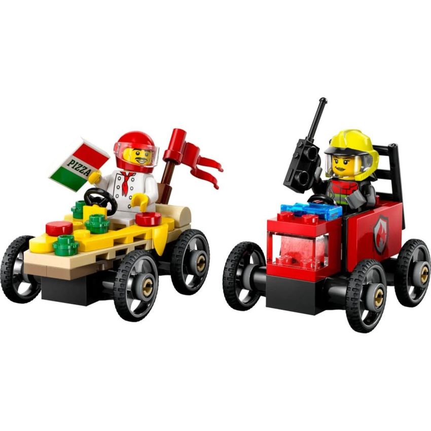 PACK CARROS DE CORRIDA PIZZA VS CARRO DOS BOMBEIROS LEGO CITY 60458